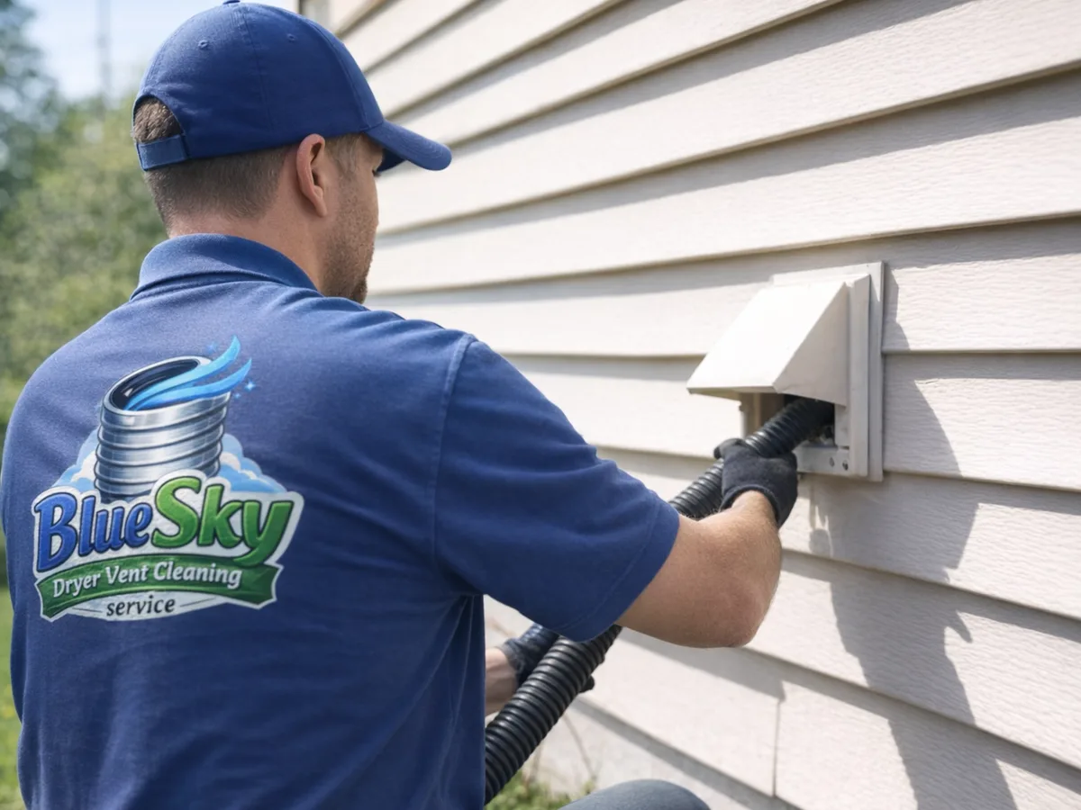 dryer vent cleaning technician on the job in Freehold Township, NJ